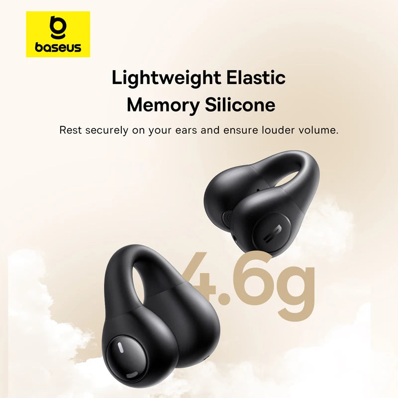 Baseus Bass 15 Clip Open Ear Earphones Wireless Bluetooth 5.4 Ear Clip Earphones Ear Sports TWS Earbuds 2-Mic ENC Headphones