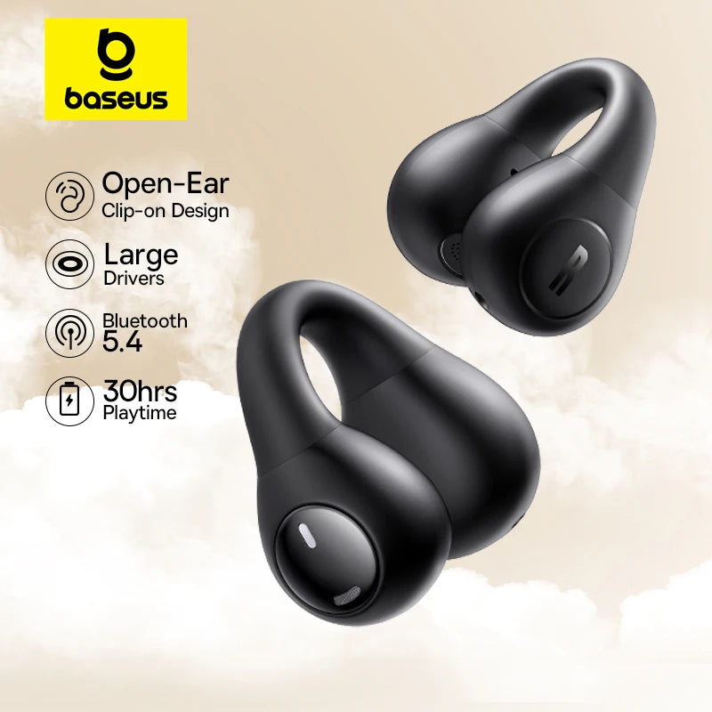 Baseus Bass 15 Clip Open Ear Earphones Wireless Bluetooth 5.4 Ear Clip Earphones Ear Sports TWS Earbuds 2-Mic ENC Headphones